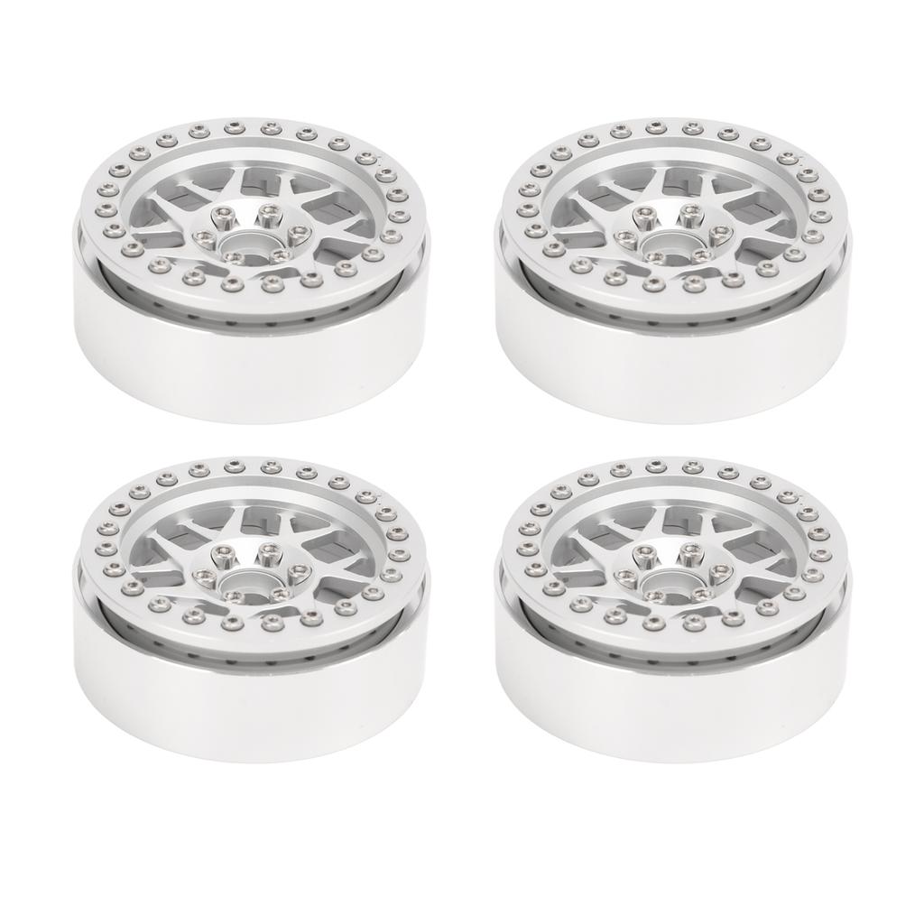 Aluminum Alloy RC Car Wheel Hub 2.2 Inch RC Beadlock Wheels Rims for 110 Remote Control Car Silver