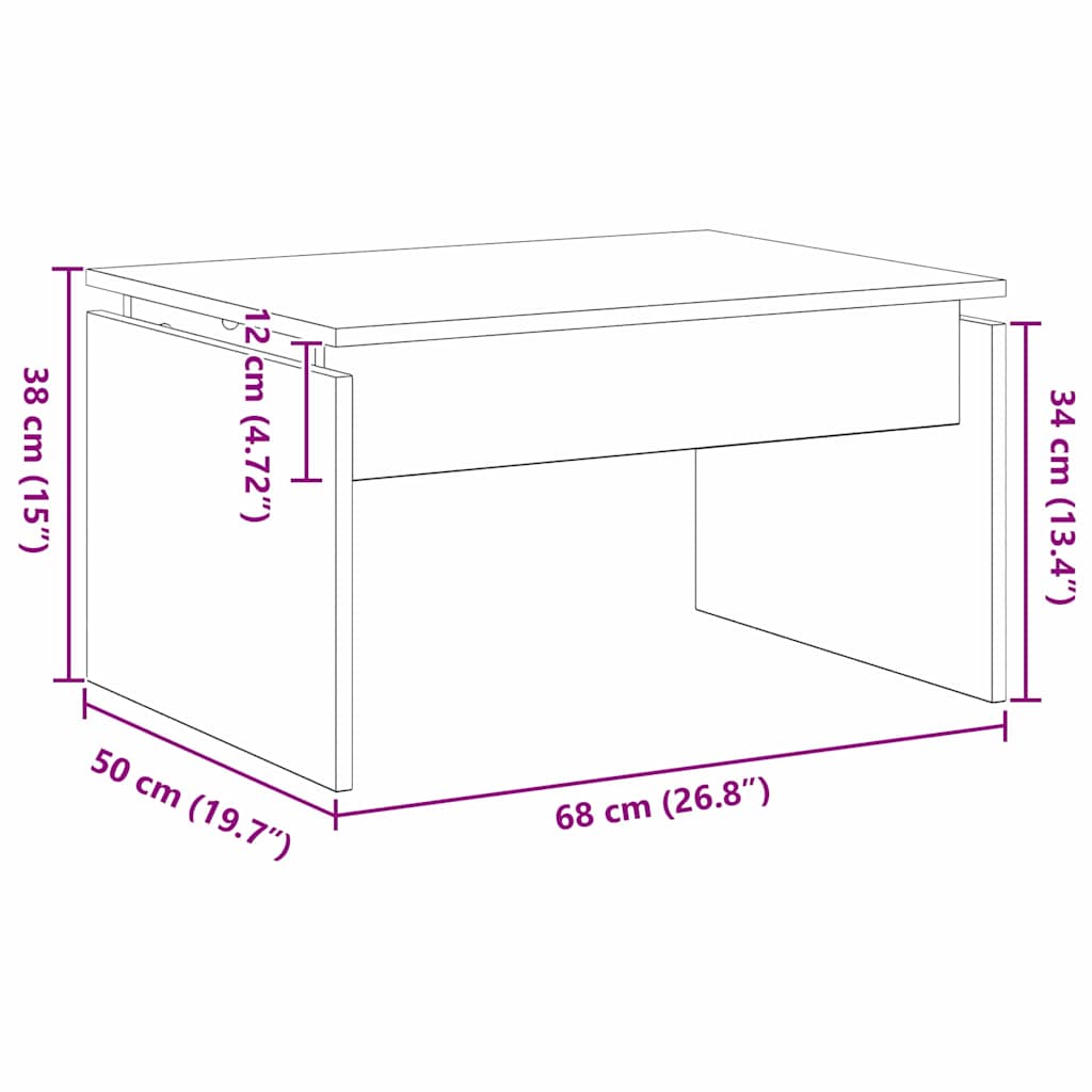 Coffee Table Black Oak Look 68 X 50 X 38 Cm Engineered Wood