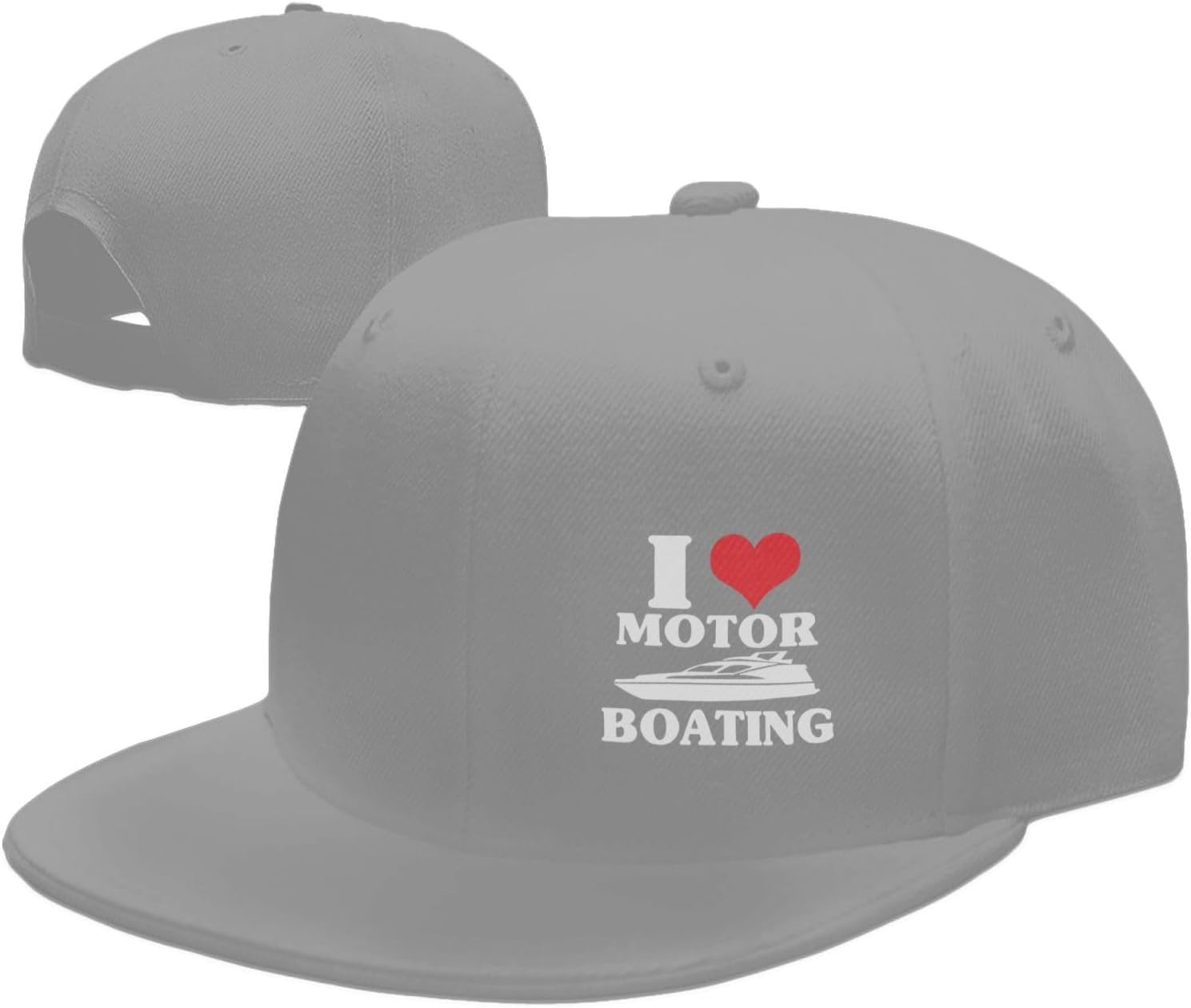

I Love Motor Boating Hat for Unisex Flat Bill Baseball Cap Hip Hop Trucker Hat Black One Size
