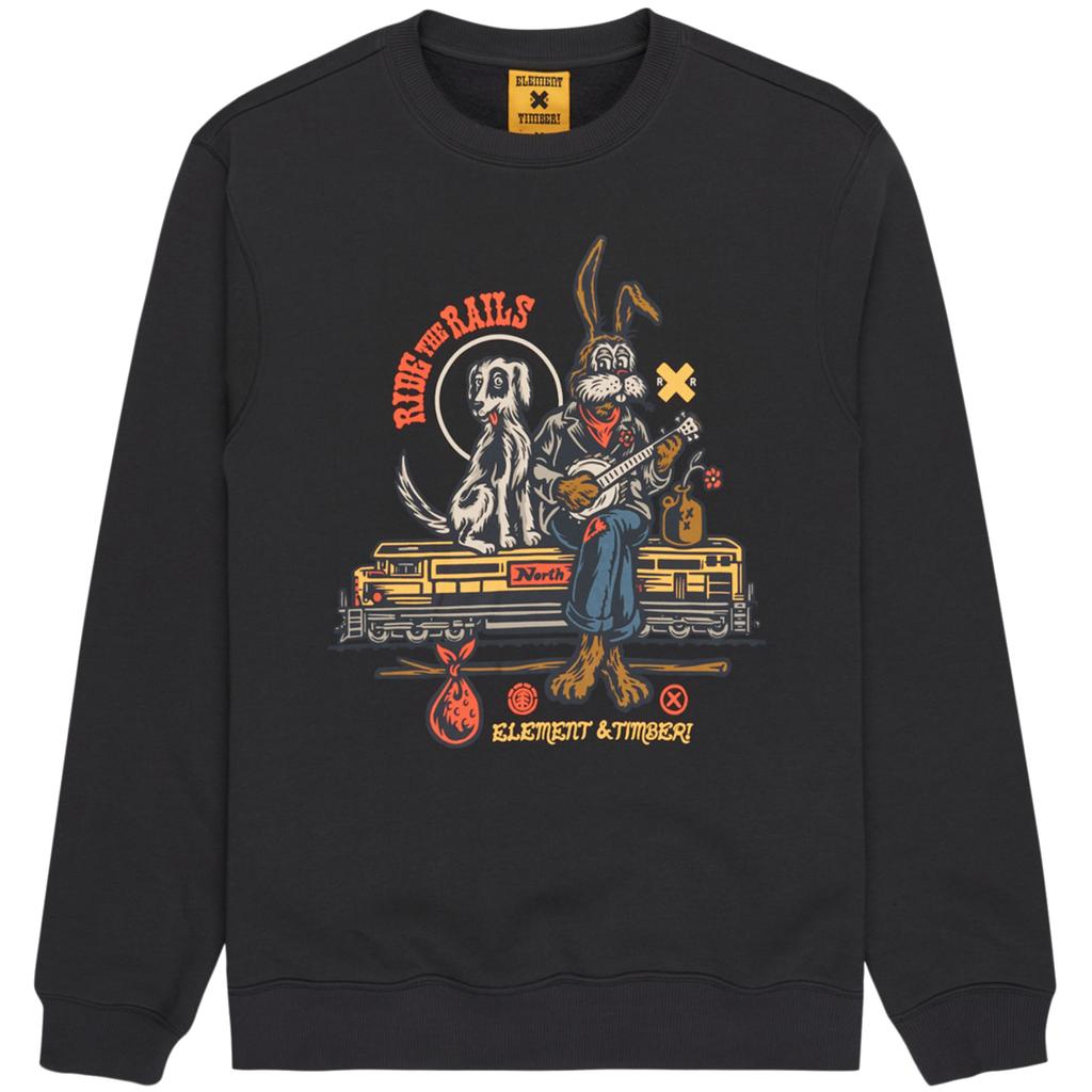 Element Timber Aboard Cr, Herren schwarzes Sweatshirt