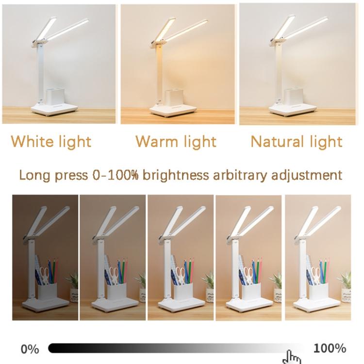 Doppelkopf-Beleuchtung LED-Lade-Schreibtischlampe, Stil: Wiederaufladbar 3600mAh+Kabel