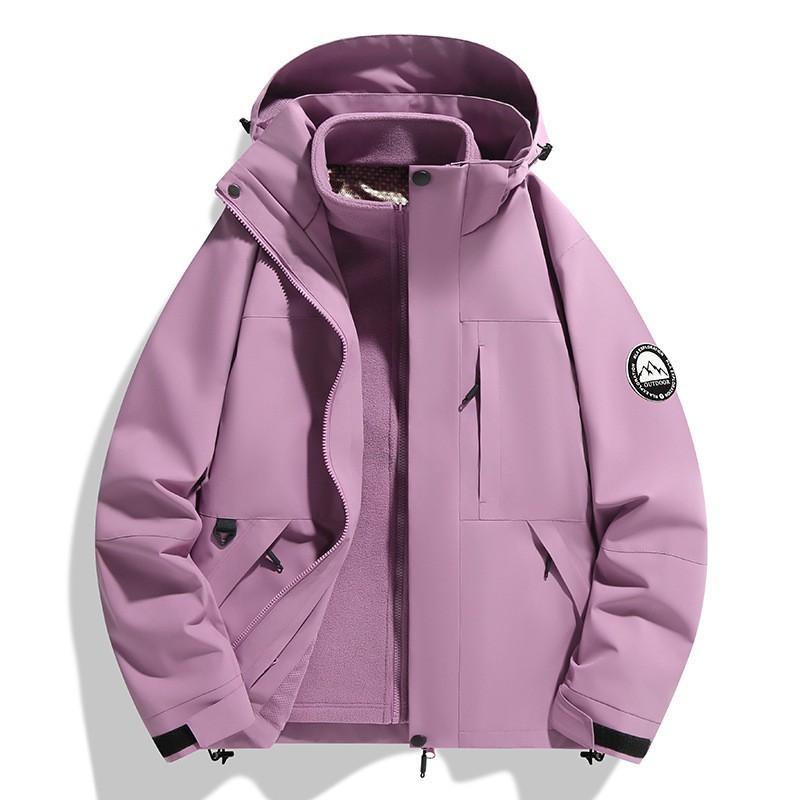Womens 3-in-1 Detachable Waterproof Windproof Hiking Jacket Outdoor Trekking Camping Coat