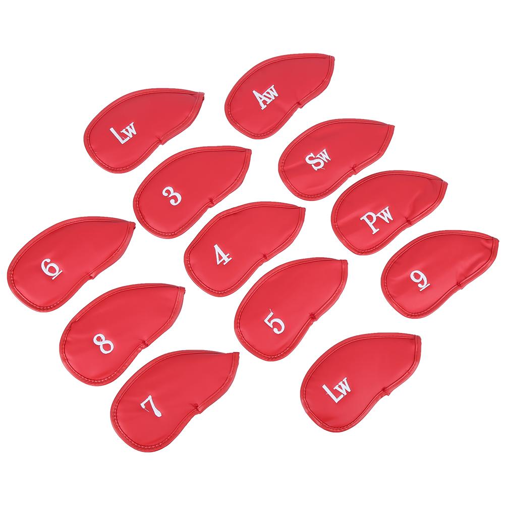 12PCS   Pattern PU Leather   Soft Convenient   Putter Cover Iron   Headcover Accessory During Outdoor Travel