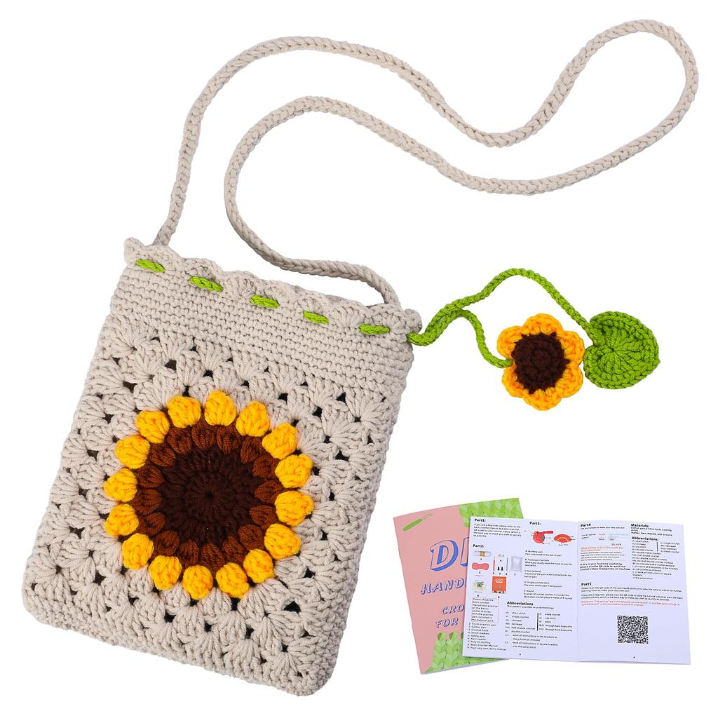 Fenrry Pnytty Crochet Kit Beginners Bag Crochet Craft Kniting Kits Crochet Yarn Hook Tools Supplies and Video Tutorials