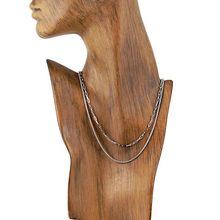 06 Cube Double Layered Chain Necklace (C2403-AN826_SV)