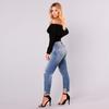 2024 Women's Cropped Jeans with Fashionable Holes and Irregular Pants