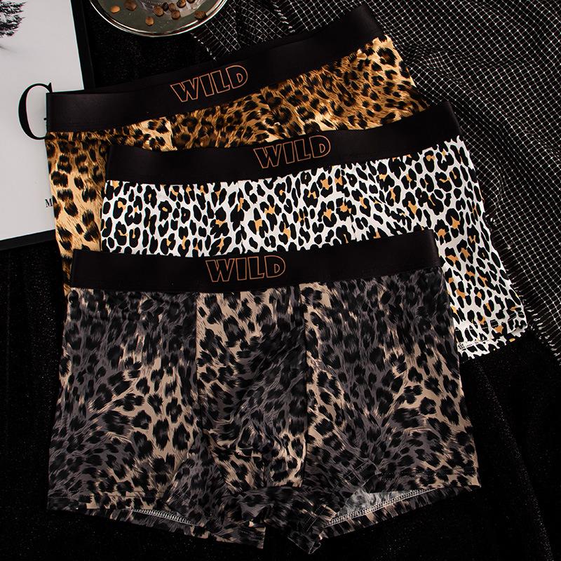 Men's Light Luxury Ice Silk Leopard Print Boxer Briefs - Silky, Smooth, and Breathable for Spring/Summer