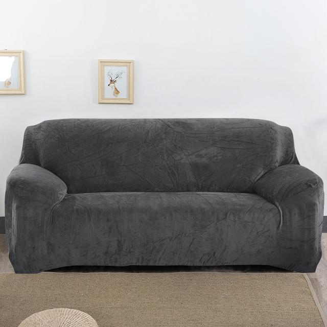 Levivel Velvet Plush Thicken Sofa Cover Simple Color L Shaped Corner Flexible Slipcover Stretch Couch Covers For Living Room Room 1pc