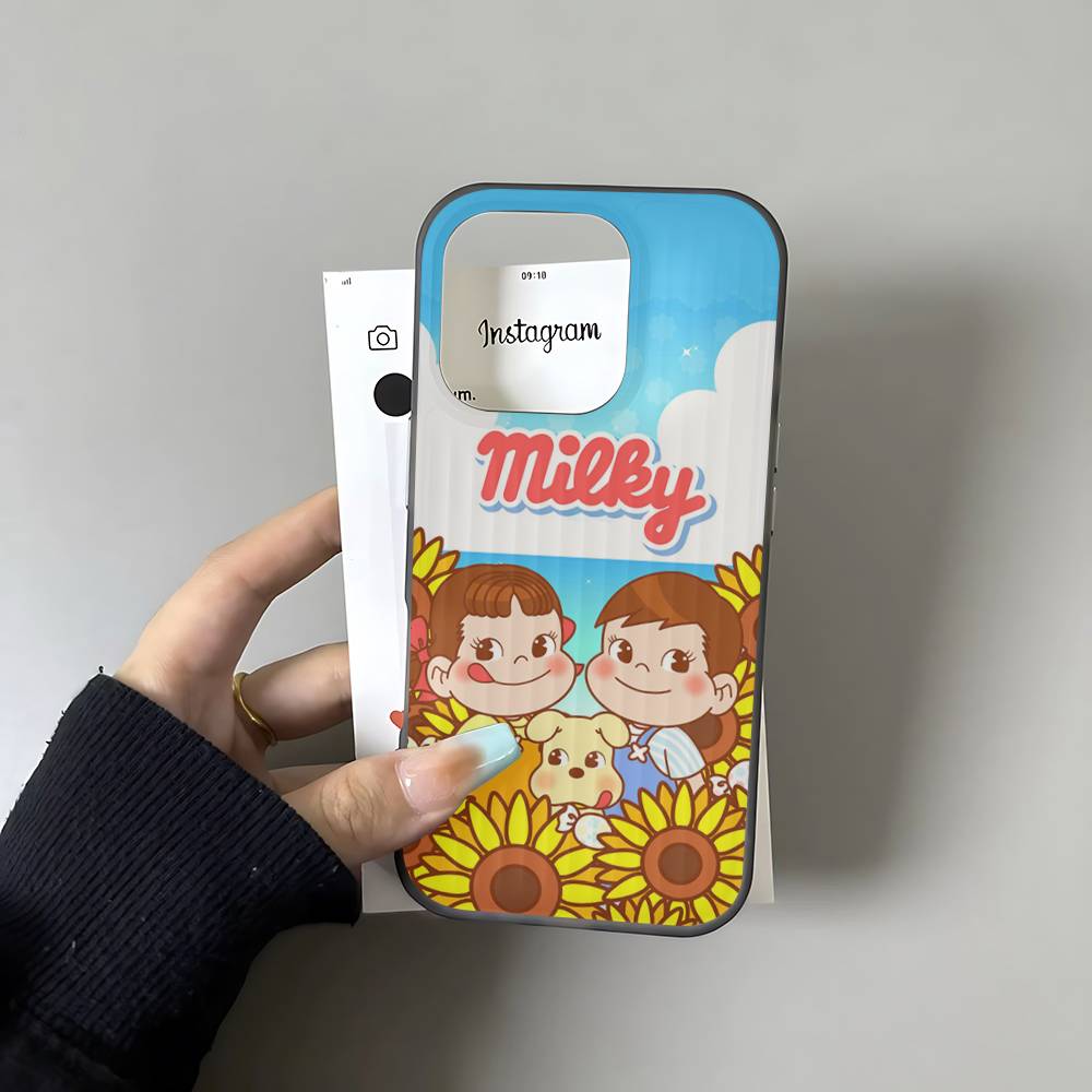Fujiya Milky Peko Chan For IPhone 16 15 14 13 12 11 17 Pro Max Plus Wave Corrugated Phone Case Anti Drop Cover