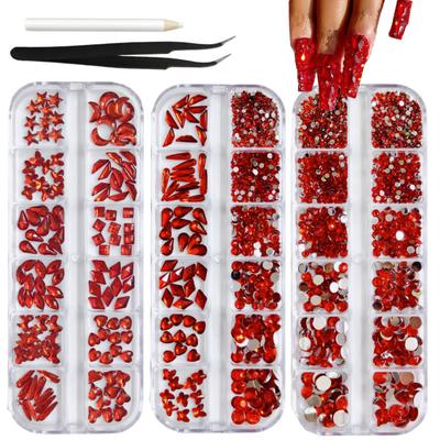 Ornamentos para Unhas de Halloween 12 grades/caixa diamante misturado com pinça caneta de ponta para strass