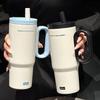 316 Stainless Steel Insulated Water Cup with Straw, Large Capacity, Handle, Portable Tea Container for Outdoor/Car Use