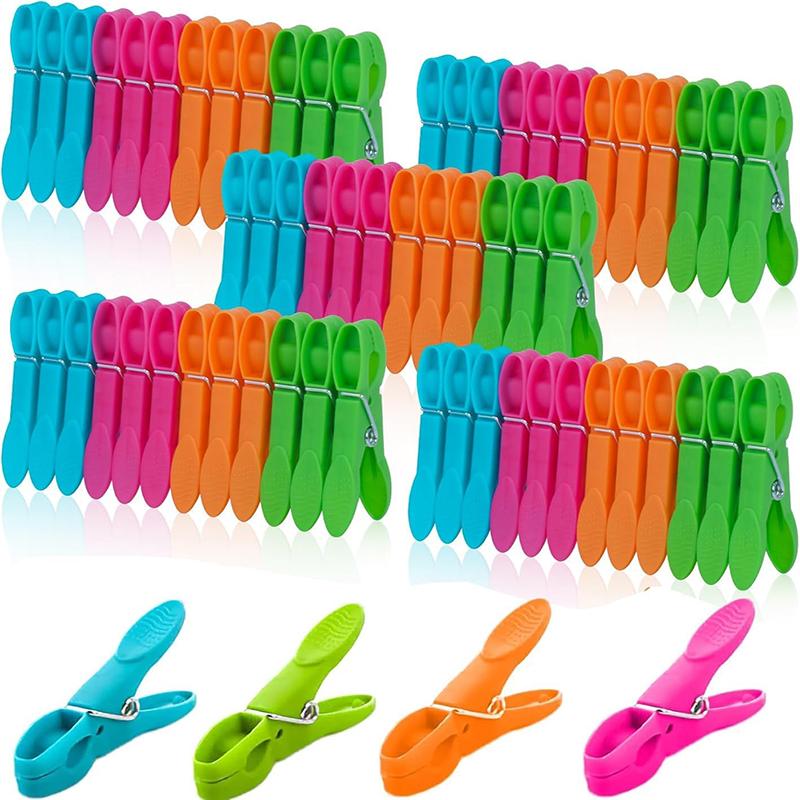 24/48/60Pcs Clothes Pegs Set for Washing Line Plastic Clothes Clip Kit Nonslip Windproof Clothes Clip for Underwear Socks Towels