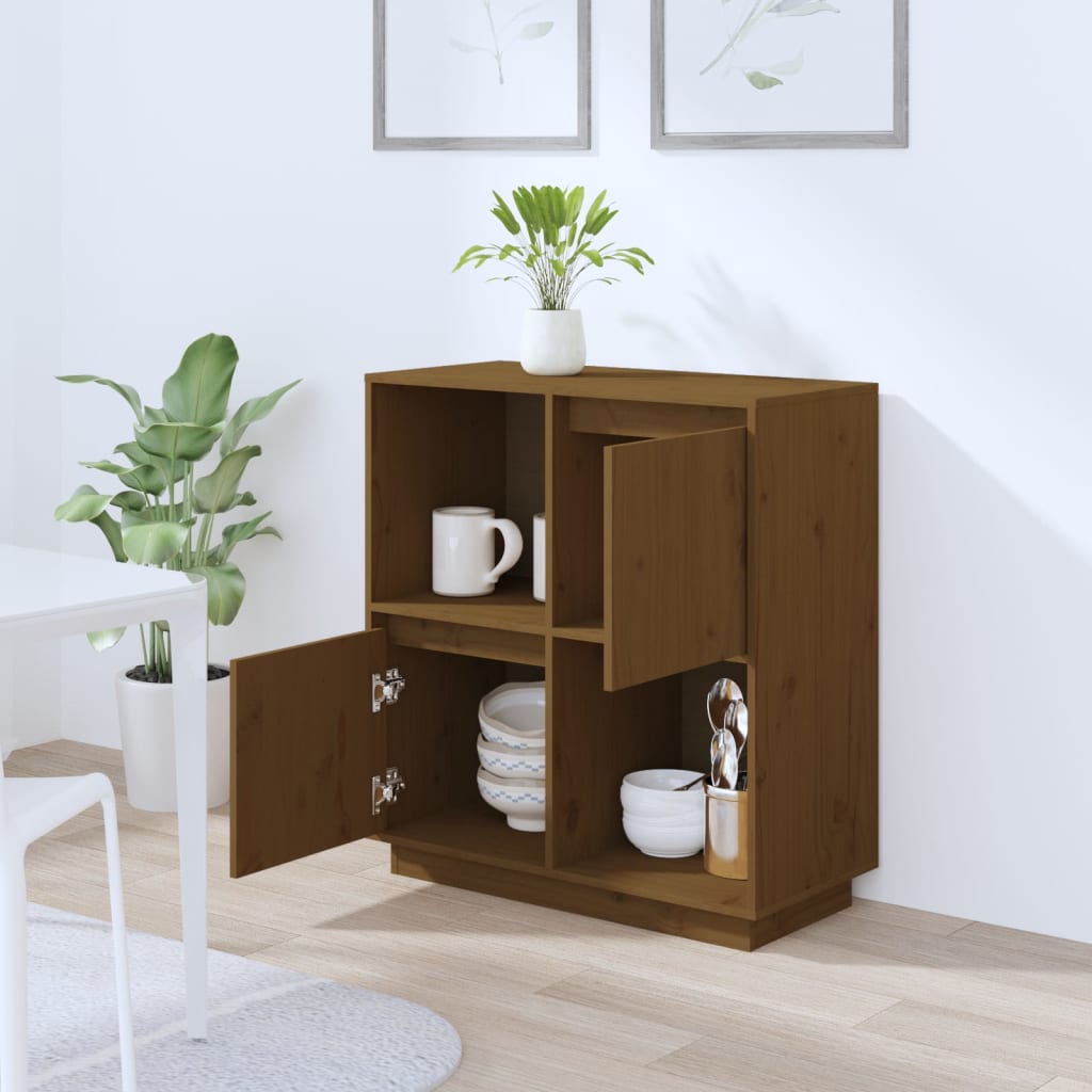 Sideboard Honey Brown 74 X 35 X 80 Cm Solid Pine Wood