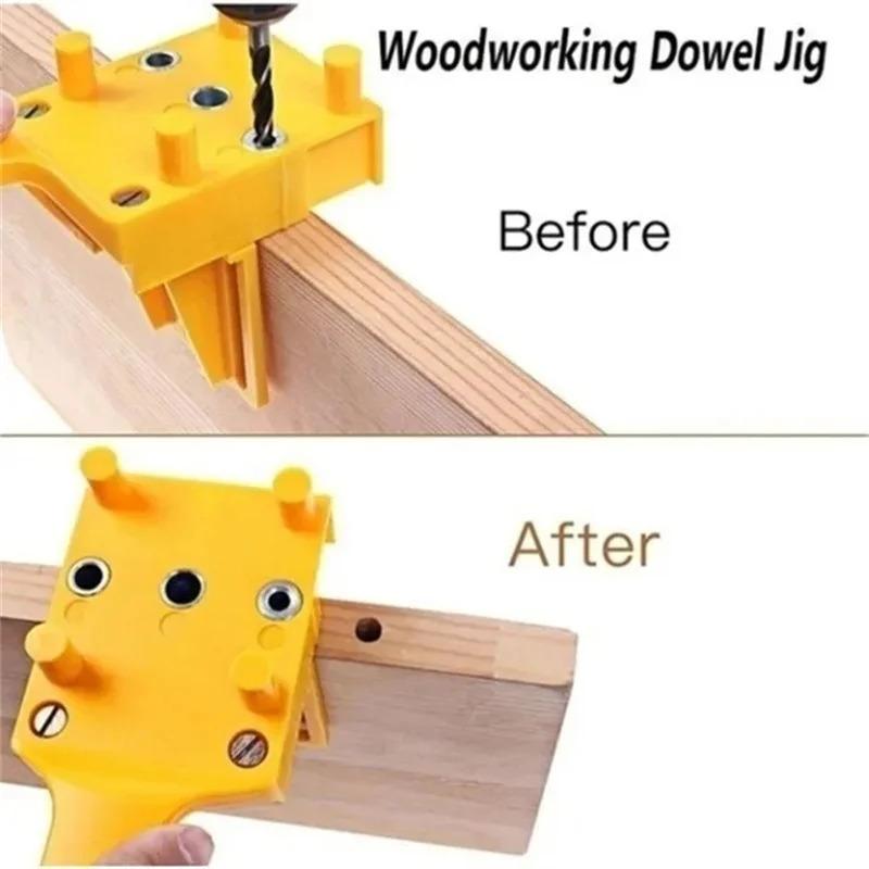 Handheld Drill Guide Woodworking Tool - Dowelling Jig Straight Hole Locator, Hole Saw Drill Bits Positioning Tool