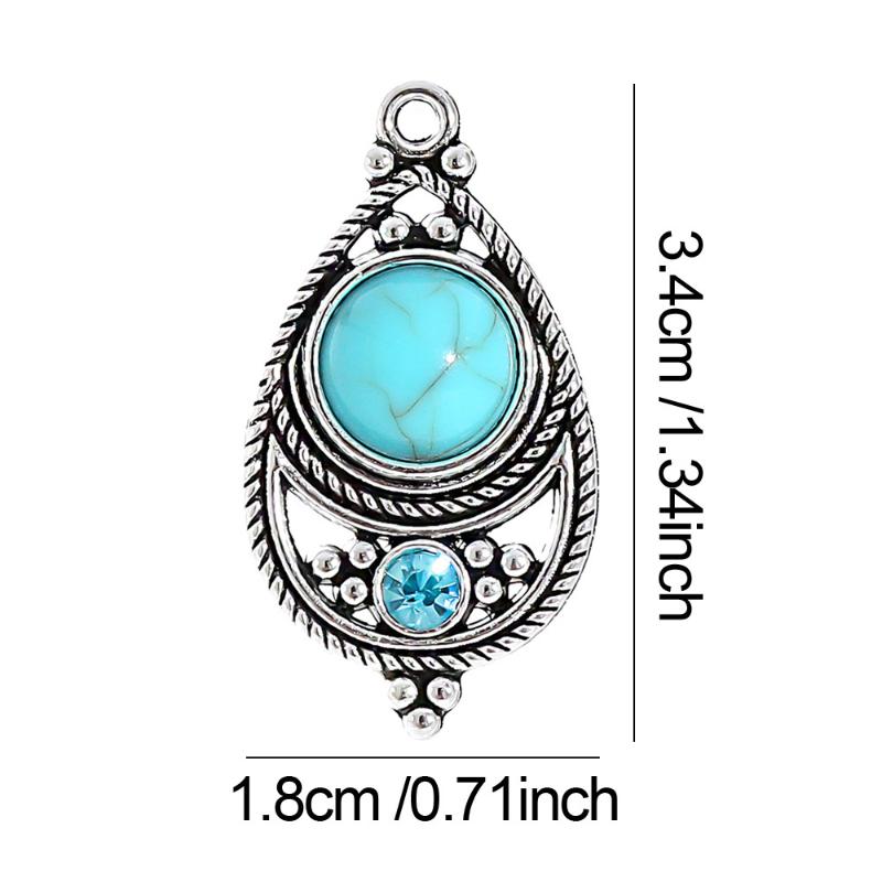2Pcs Vintage Ethnic Bohemia Stone Setting Pendants For Women Earrings Necklaces Charms For Diy Making Jewelry Accessories