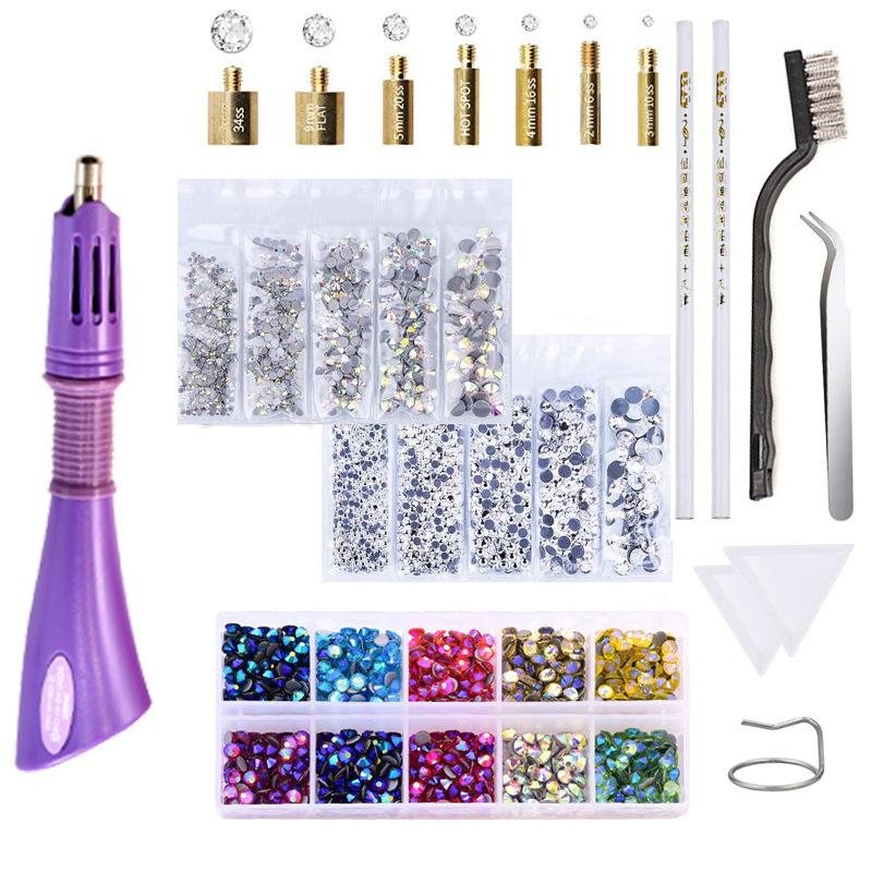Seven-In-One Hot Drill Set, Hot Melt Adhesive Imitation Austrian Hot Drill Box With Five Packs Of Jewelry Accessories