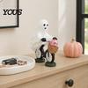 Halloween Ghost Bike Ornament Riding Bicycle Resin Figurine, Spooky Desk Shelf Decor for Handmade Holiday Gift Enthusiasts Home Entryway, Hand-Painted