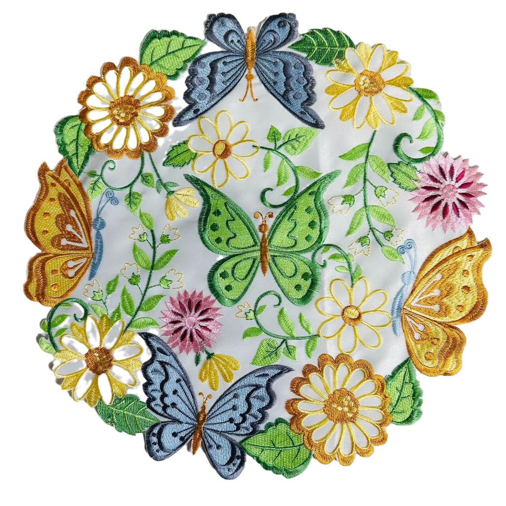 New Embroidery Table Mat Small Fresh Polyester Fabric Embroidery