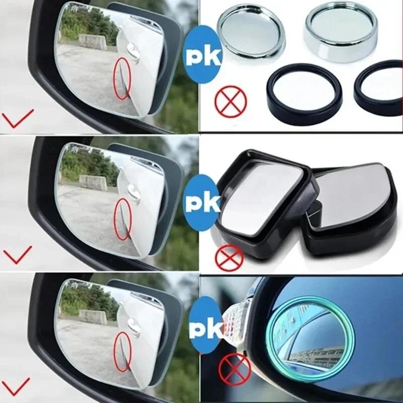 Car Mirror Wide Angle 2pcs Car Blind Spot Mirrors 360° Adjustable Auxiliary Rearview Mirrors HD Frameless Small Round Mirror