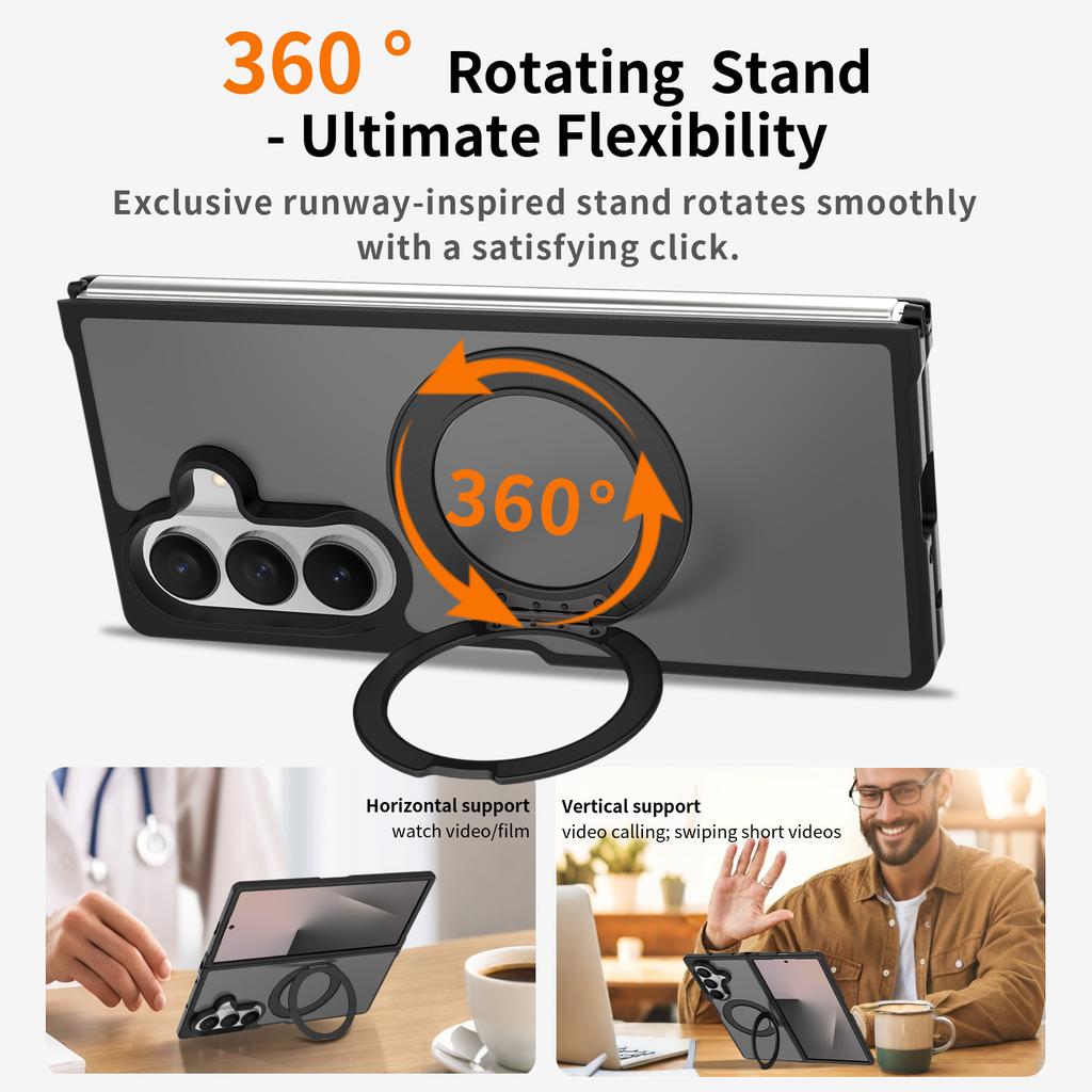 Applicable to Samsung Fold7 mobile phone case anti-drop 360 rotating magnetic suction Flip 8 folding screen universal bracket protective cover