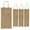4 Pcs Jute Wine Tote Bag Reusable Burlap Tote Bags with Handles Champagne Package Bags for Weddings Parties Travel Storage