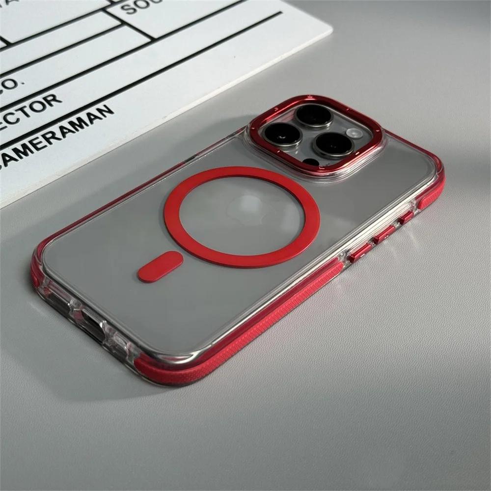 Magnetic Shockproof Clear For Magsafe Phone Case For iPhone 16 15 14 13 12 Pro Max 11 Wireless Charging Air Cushion Bumper Cover