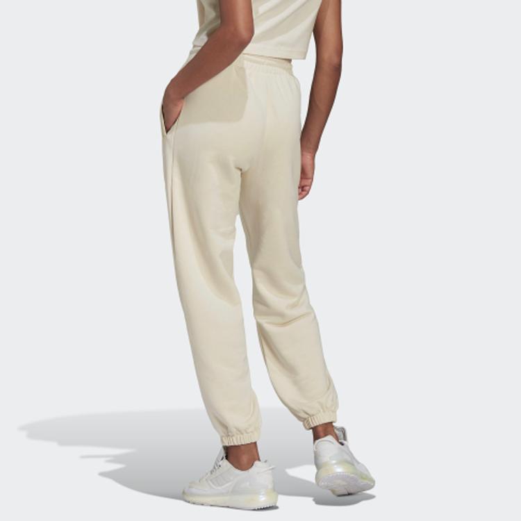 Adidas Originals Trefoil Sweatpants Solid Logo Cuffed Joggers Women Bottoms Yellow White HU1623