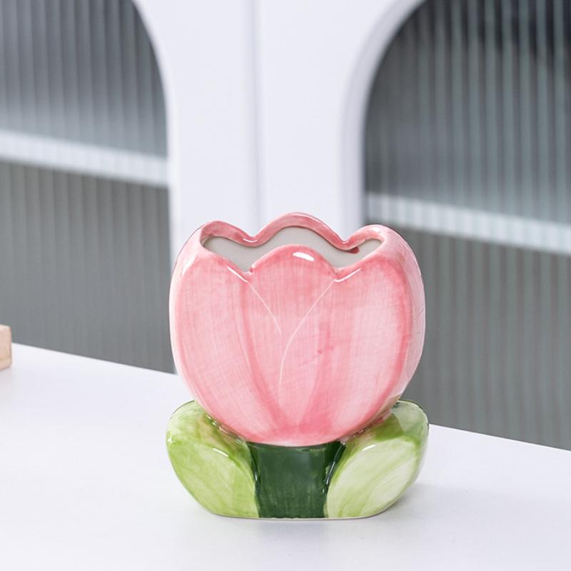 Tulpe Blume Make-up Pinsel Aufbewahrungseimer Büro Pinselhalter Schlafzimmer Schreibtisch Aufbewahrung Dekorative Ablage Ornament