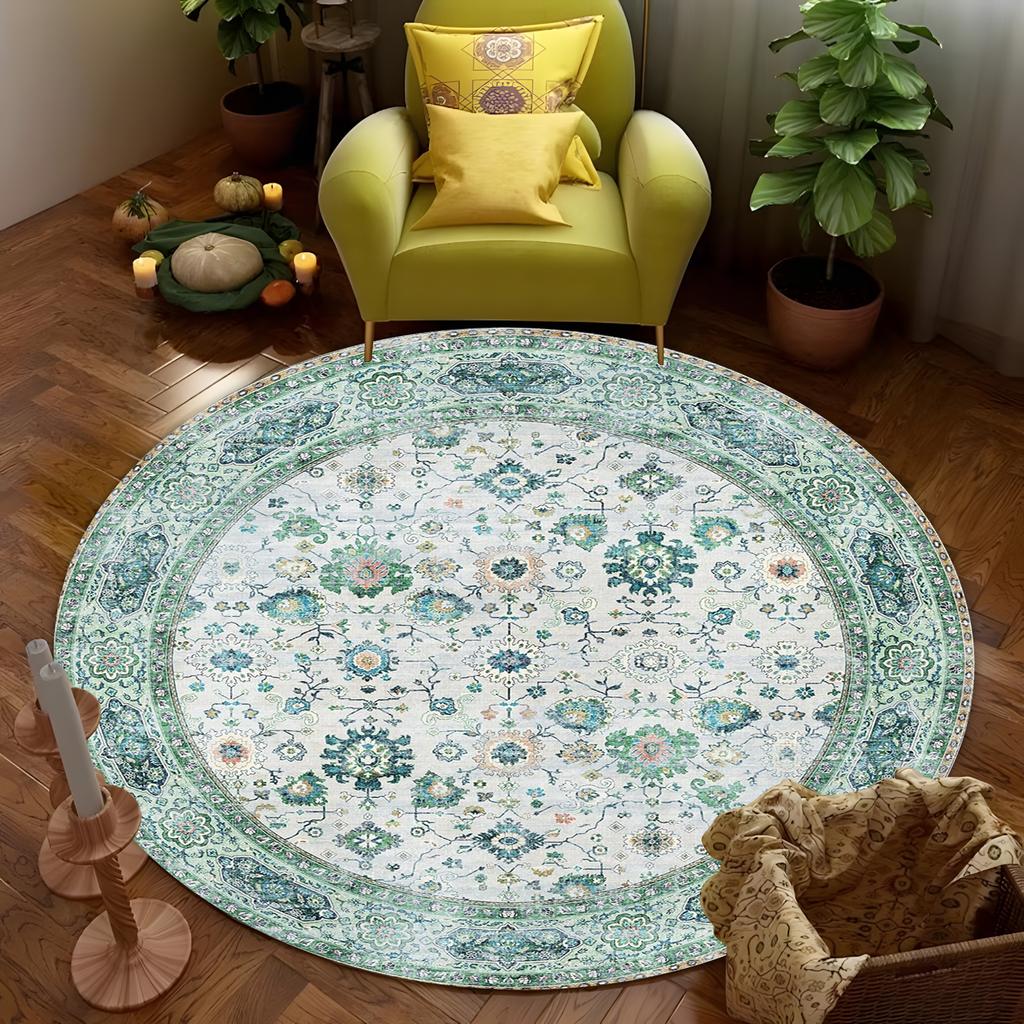 Mandala-Druck Runder Teppich Nordisch Modern Wohnzimmer Rutschfester Teppich Couchtisch Fußmatte Schlafzimmer Bodenteppiche Erkerfenster Stuhlmatte