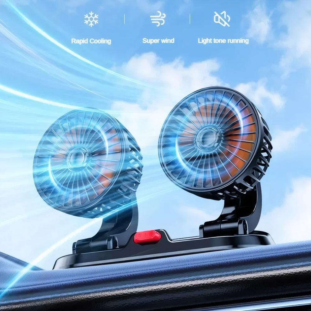 Adjustable Dual Head Car Fan Cooling Air Fan Automobile Vehicle Fan for Car Truck SUV RV