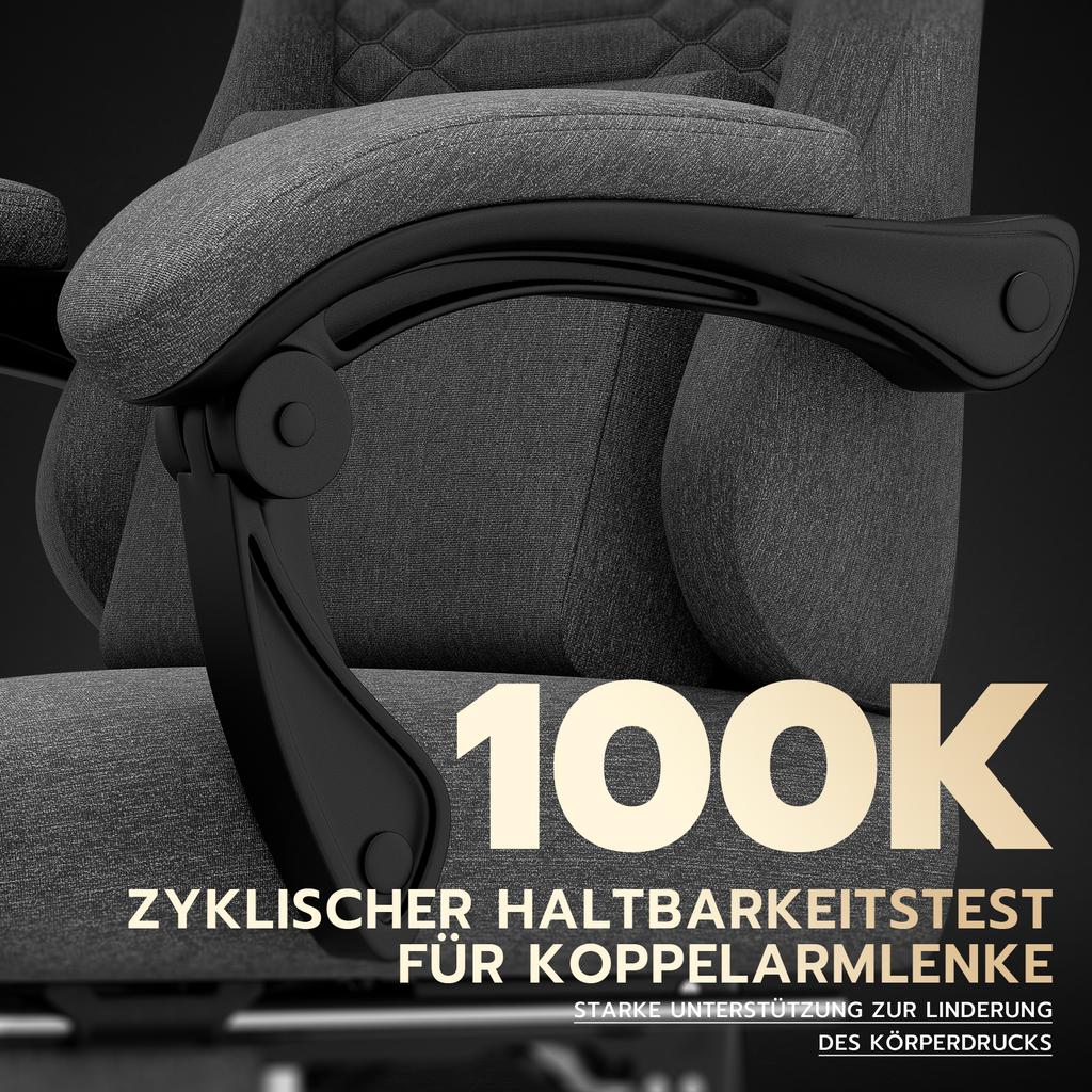 Gaming Chair Fabric Office Chair, Massage Gaming Chair with Headrest, Ergonomic Racing Gaming Seat with Footrest (dark grey)