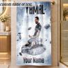 Beach TowelLamine Yamal Custom Name Text Personalized Soft Towel for Beach Pool Indoor Home Decor Gift