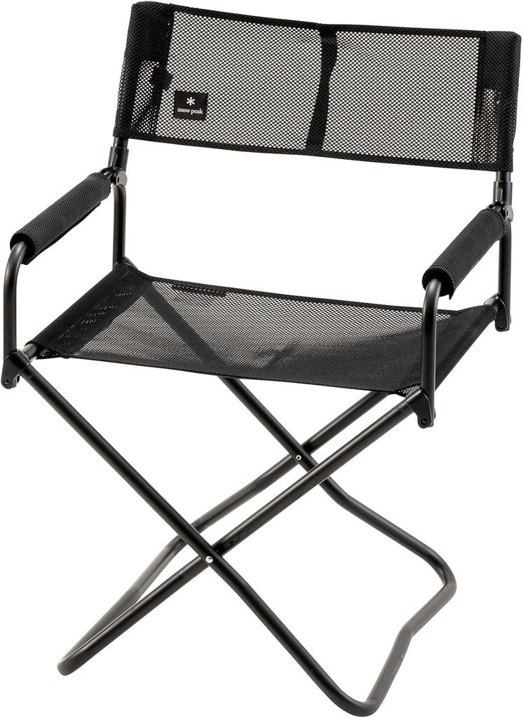 Snow Peak Mesh FD Foldable Chair for Outdoor High Chair, Black, LV-077M-BK Camping, Stable, Back.