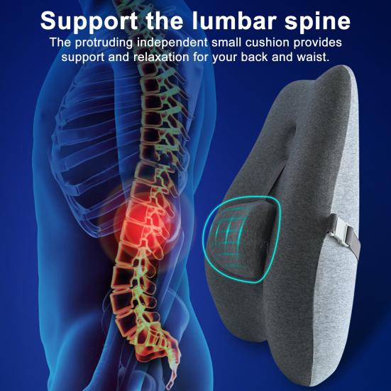 Stolryggpute Memoryskum Lendenstøttepute med Justerbar Skyver Ergonomisk Ryggstøtte for Kontorarbeidere Bilsjåfører Gamere