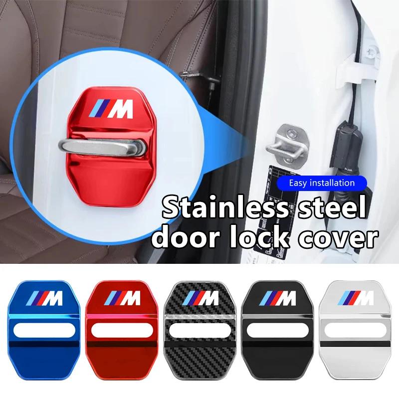 For BMW 4Pcs Car Door Lock Cover Stainless Steel Protection Accessories M Performance Alpina M3 M5 M6 X1 X3 X4 X5 G20