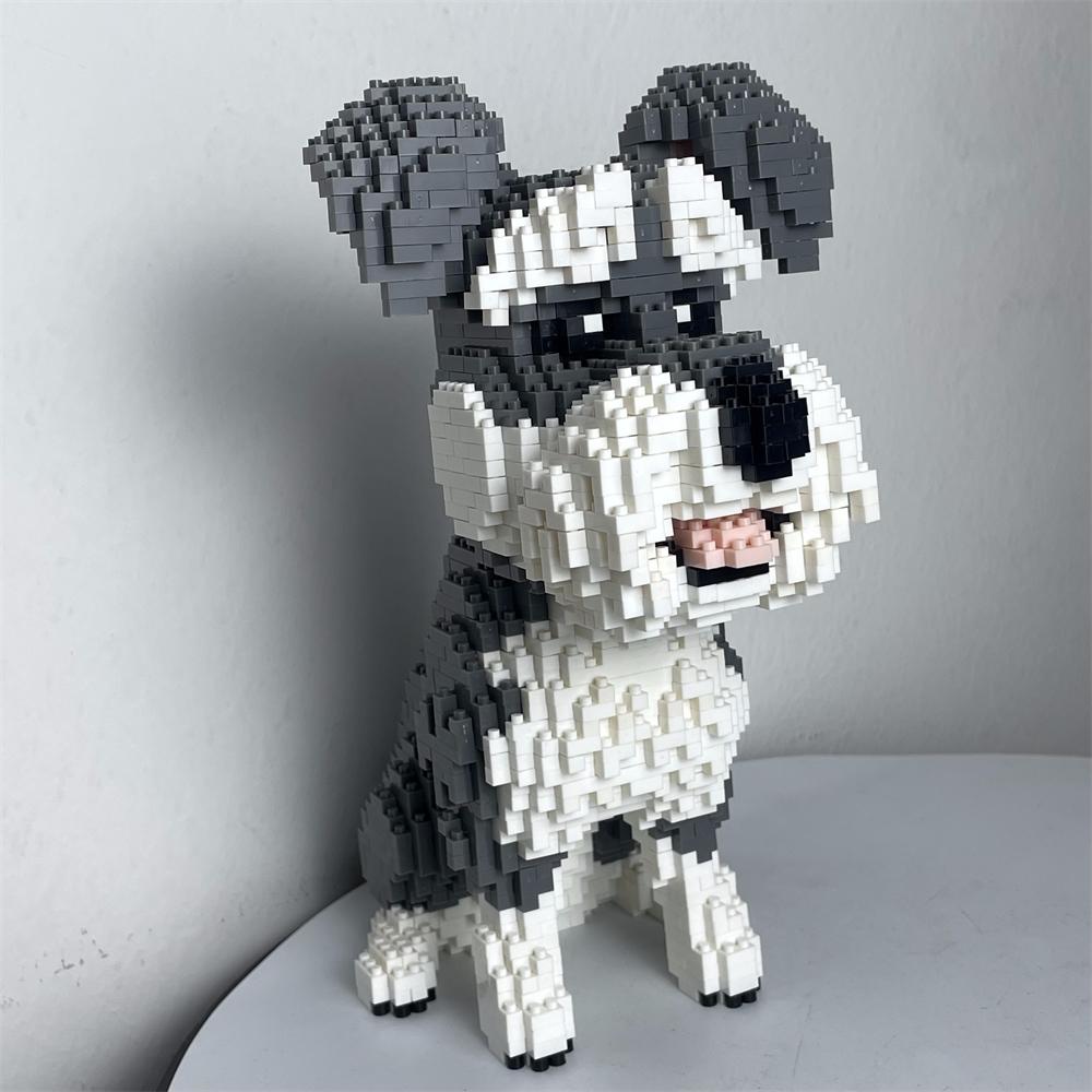 Kannte Gebaut Schnauzer Hund Modell Micro Mini Bausteine Spielzeug Perfektes Spielzeug für Haustierliebhaber Schönes Ausstellungsstück Dackel Haustier