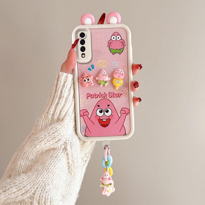 KEYSION Cute Ear 3D Cartoon Case for Samsung A50 A50S with Bracelet Soft Silicone Shockproof Phone Back Cover for Galaxy A30S