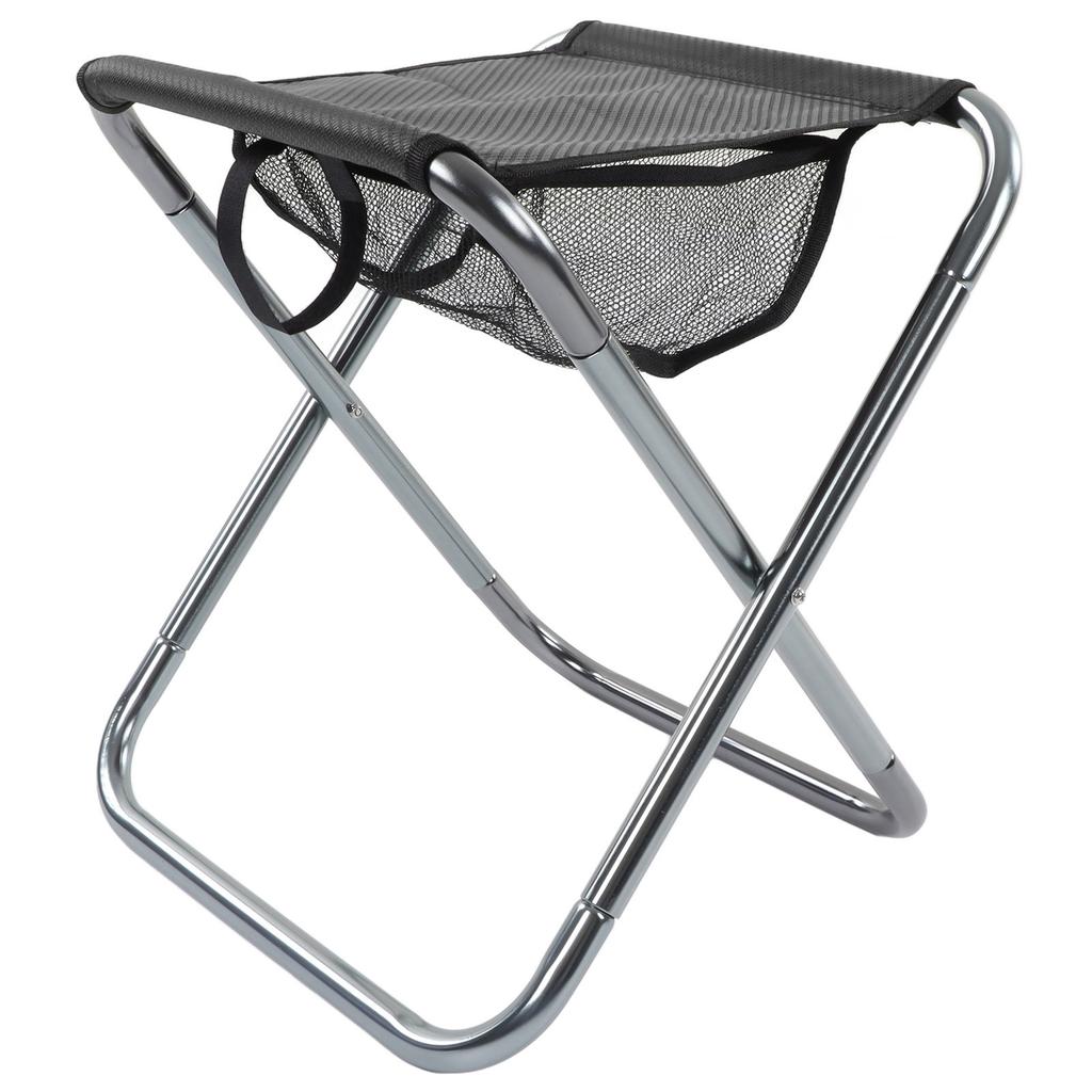 Outdoor Portable Folding Stool Aluminium Alloy Train Painting Camping Folding Stool Plus Size Silver Grey