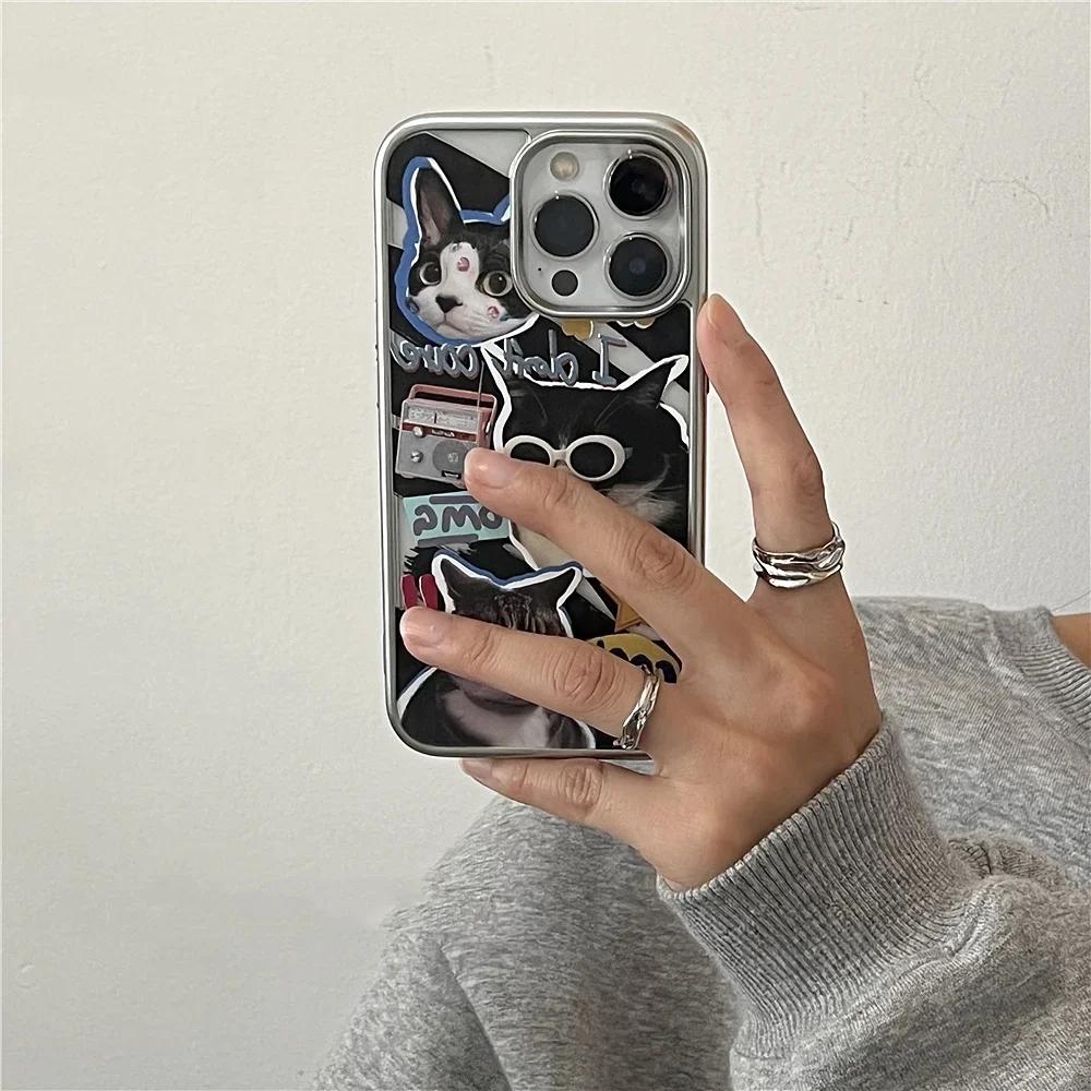Cute Cool Sunglasses Cat Phone Case for iPhone 17 16e 16 15 14 13 12 11 Air Pro Max X XR 8 7 Plus Luxury Clear Soft Back Cover