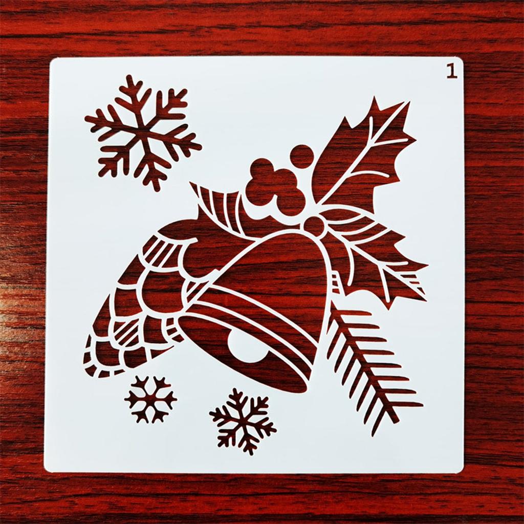 Lot de 12 pochoirs réutilisables pour graffitis de Noël, 12,7 x 12,7 cm, pour décoration de maison, salle de classe, mur, porte