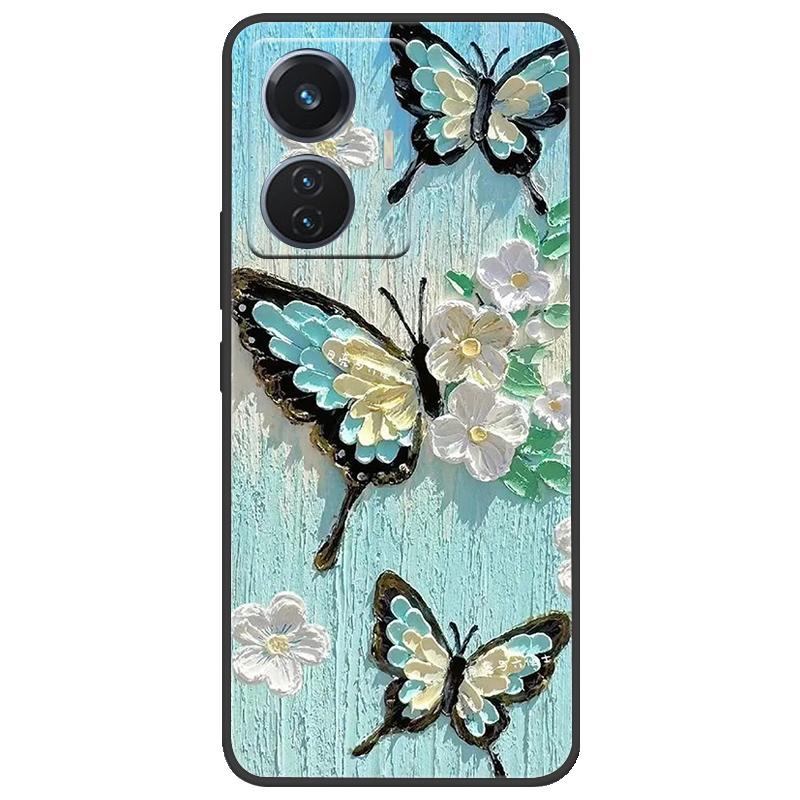 For Vivo T1 4G Y55 4G iQOO Z6 44 W V2153 Case Marble Soft Matte Silicone Back Cover For Vivo T1 44W Full Coverage Phone Shell