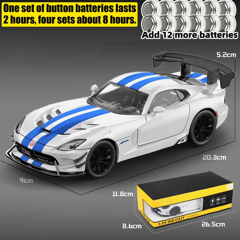 1:24 DODGE Viper ACR 2016 Super Sports Coupe Toy Car Die Cast Metel Cars Toy Pull Back Model Cars With Sound And Light For Child