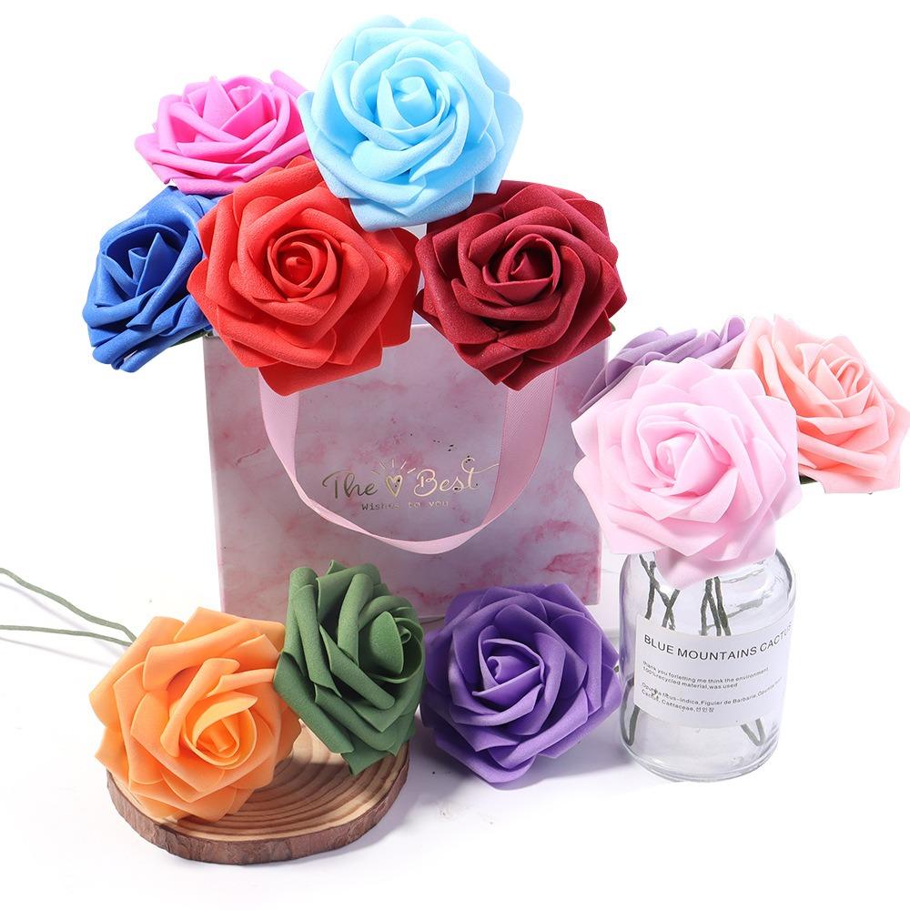 25Pcs Artificial Flowers Roses Fake Flowers For Home Decor DIY Wedding Bride Decoration Bouquet Party Supplies Garland Accessory