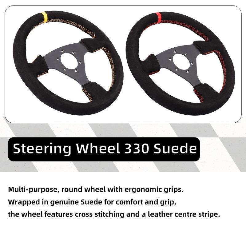 13'' Racing Steering Wheel 330mm - Universal Flat Design, Aluminum+PVC for Drift, Real Car, PC Simulator, Cockpit Gaming