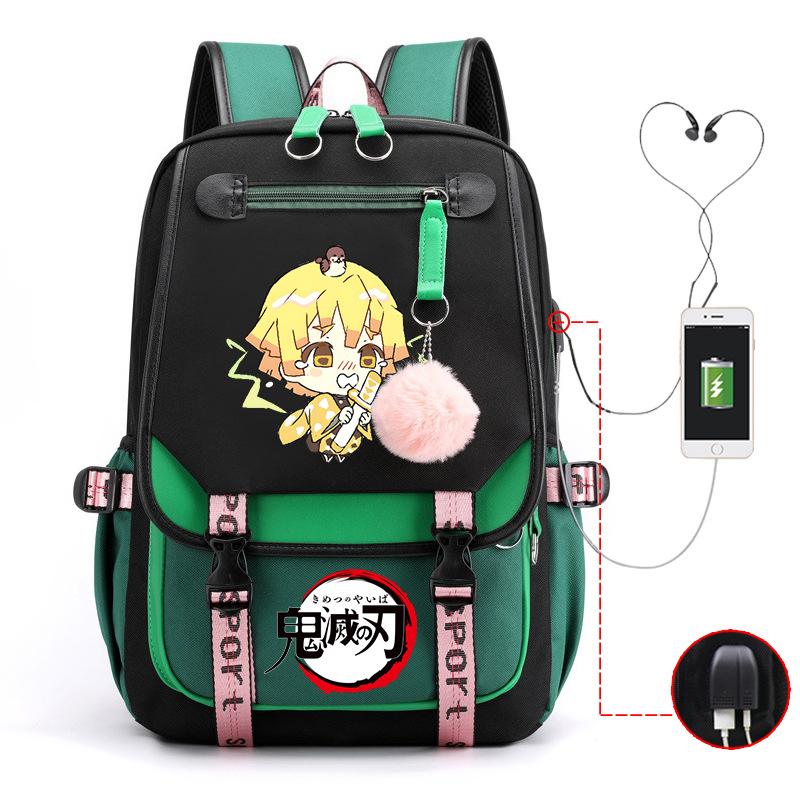 Ghost Annihilation Blade Grade 3-6 Junior High School Student High School Student School Bag Strap USB Multifunctional Backpack