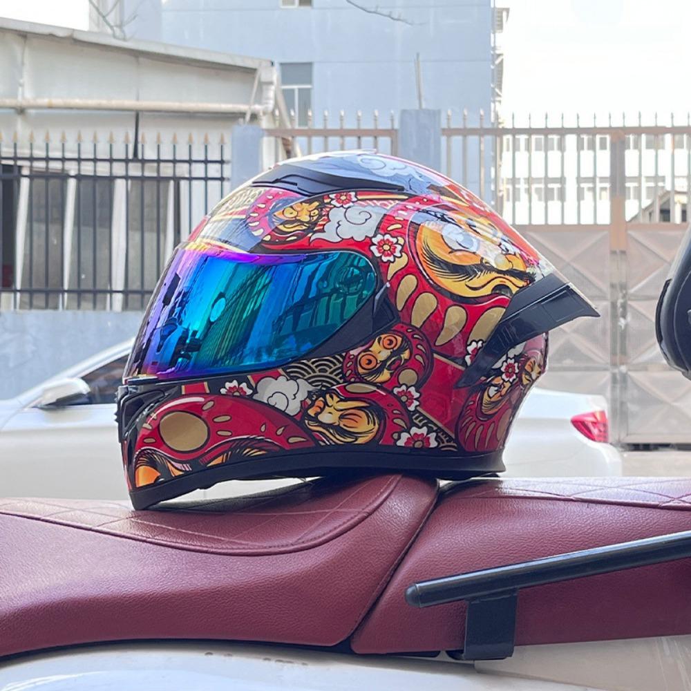 Jiekai Electric Motorcycle Helmet Men's and Women's Full Helmets Double Lenses Full Overlay Street Car Bluetooth Universal In All Seasons