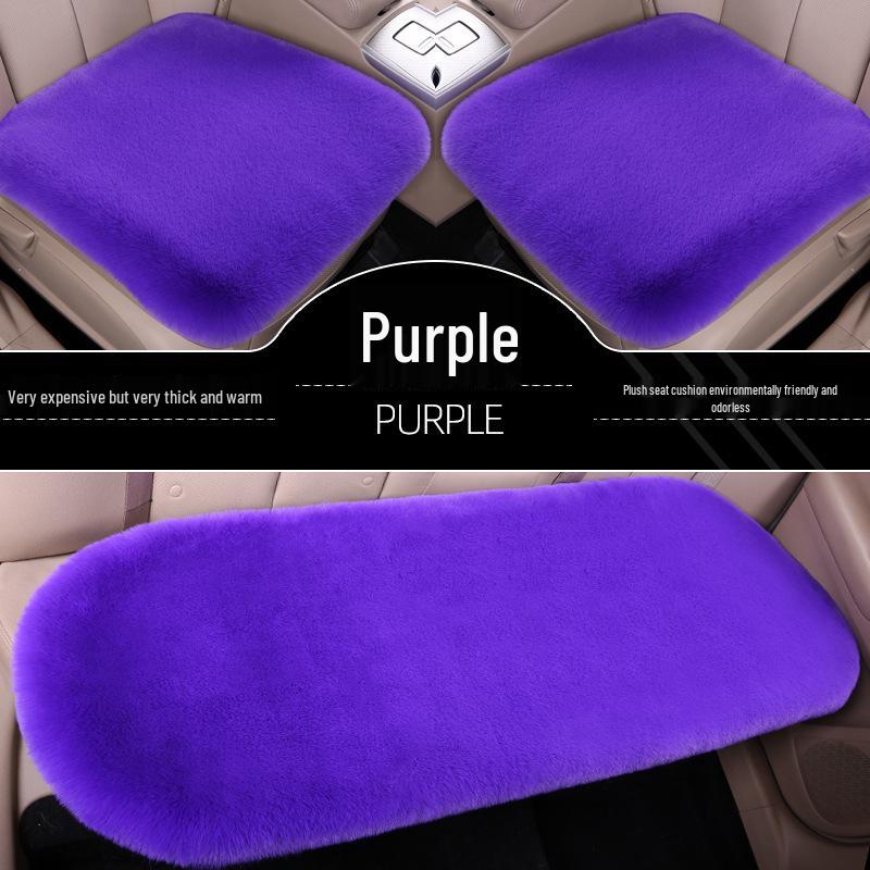 Winter Plush Car Seat Cushion Set: Thick Short Pile, Wool, Rabbit Hair, Non-Slip, 3-Piece