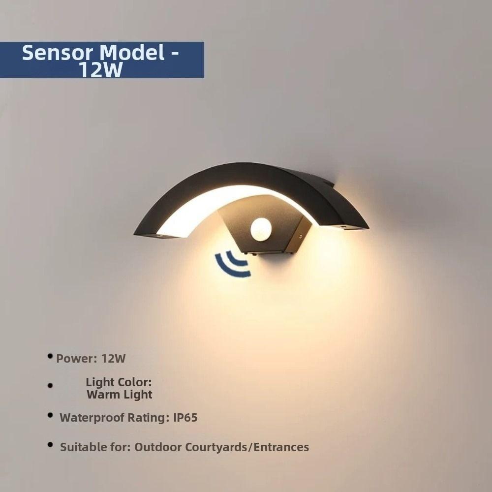 With Motion Sensor Outdoor Curved LED Wall Light  Outside Garden Porch