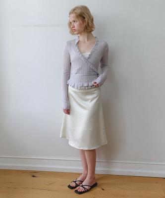 Bikomelli Phoebe Satin Lace Midi Skirt_Light Yellow