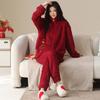 Couple Pajamas Winter Coral Fleece Wedding Thickened Wedding Festive Red Men's and Women's Flannel Loungewear